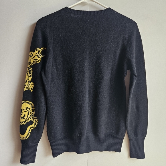 C3 Cashmere Black Sweater with Yellow Dragon Sleeve Design in Women's M - Picture 9 of 10